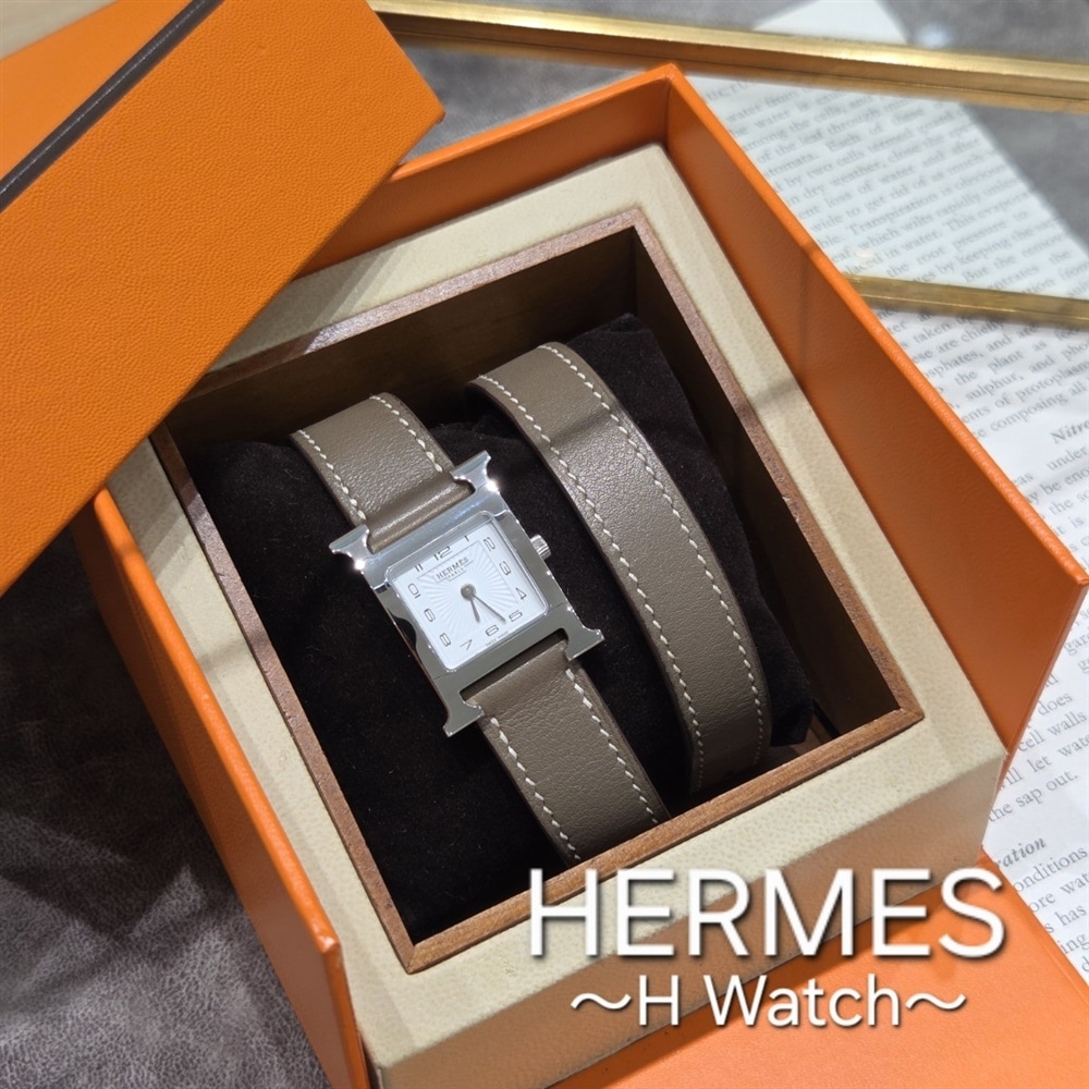 【VINTAGE】HERMES Hウォッチ グレージュレザーの上品なモデル入荷!