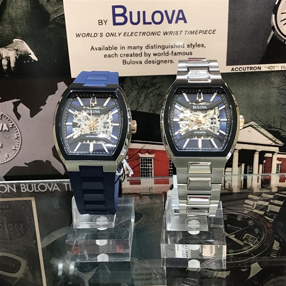 【BULOVA】人気のトノー型のスケルトンメカシリーズ！